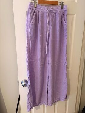 Aerie lilac purple wide leg pull on drawstring pants size small